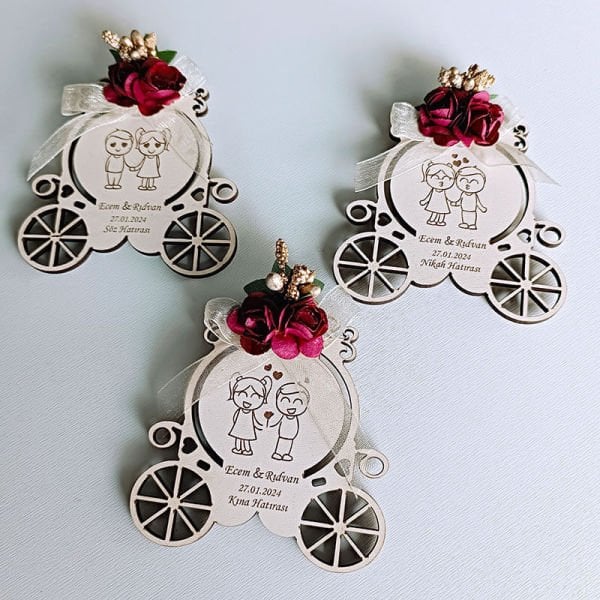 Ahşap Magnet Nişan/Nikah Hediyeliği | Nks-135