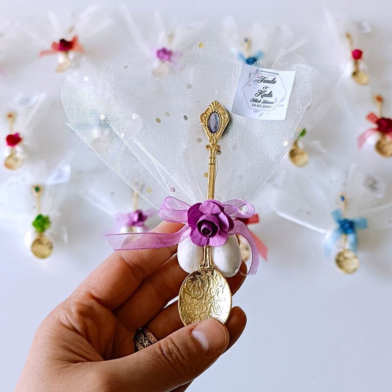 Nikah Şekeri Hediyeliği Metal Döküm Kaşık Magnet Nks-149A