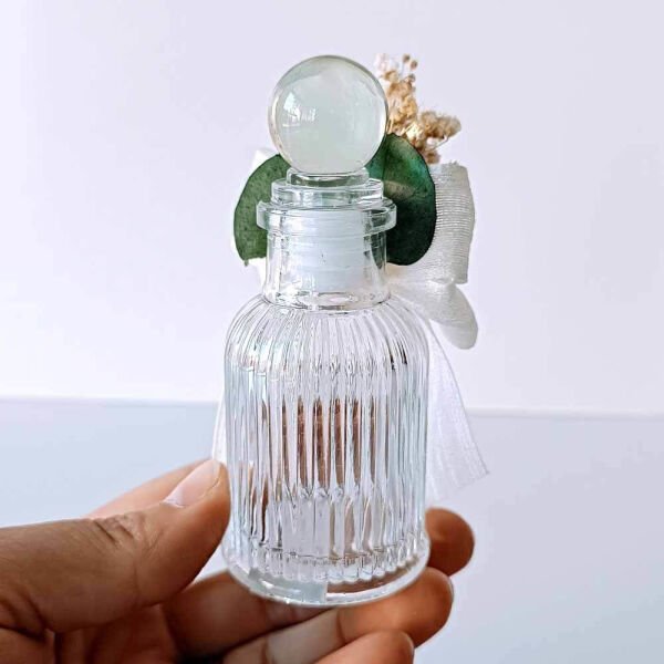 Nikah Şekeri Hediyeliği Kristal Top Kapaklı Silindir Cam Kolonya Şişesi Nks-270c