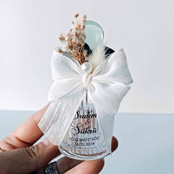 Nikah Şekeri Hediyeliği Kristal Top Kapaklı Silindir Cam Kolonya Şişesi Nks-270b