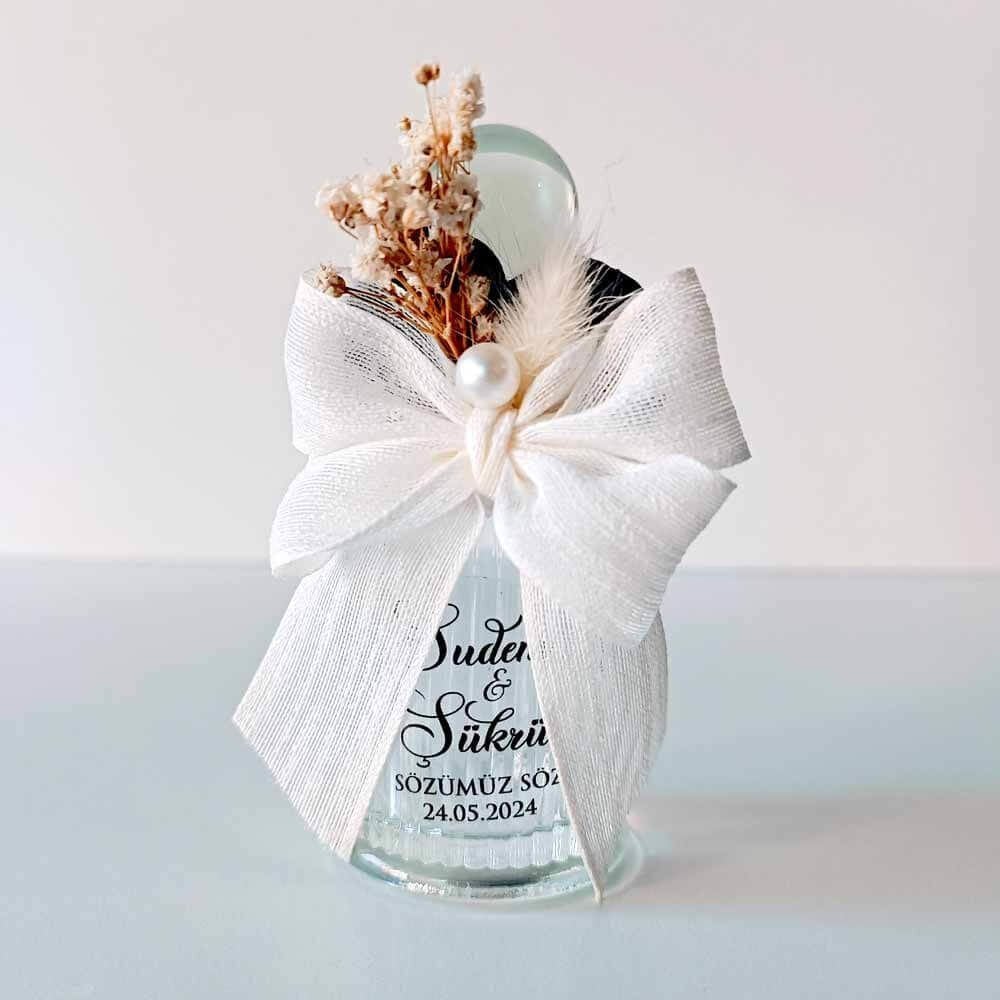 Nikah Şekeri Hediyeliği Kristal Top Kapaklı Silindir Cam Kolonya Şişesi Nks-270a