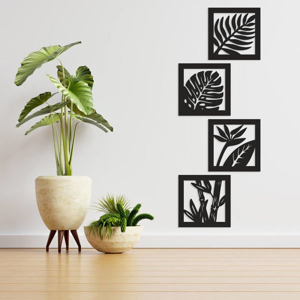 MDF Tablo Dekoratif 4'lü Yaprak MDF-23 40x40 cm - 9mm