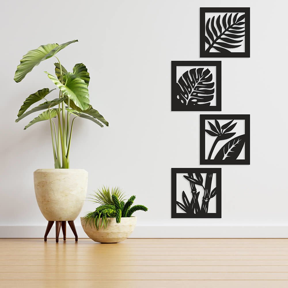 MDF Tablo Dekoratif 4'lü Yaprak MDF-23 50x50 cm - 9mm