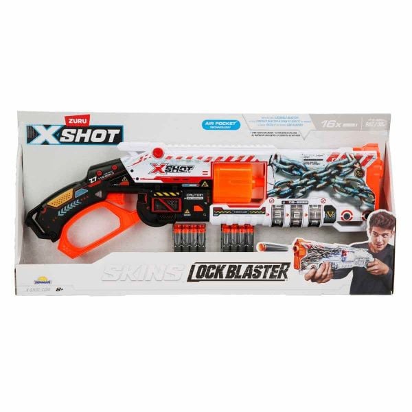 X-Shot Skins Lock Blaster 16 Mermili Sünger Atan Silah 56 cm Zr-36606