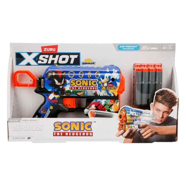 X-Shot Skins Flux Sonic The Hedgehog Sünger Atan Silah 21 cm Mega Sonic Zr-36648