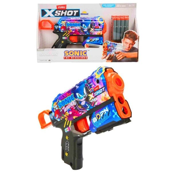 X-Shot Skins Flux Sonic The Hedgehog Sünger Atan Silah 21 cm Super Speed Zr-36648D