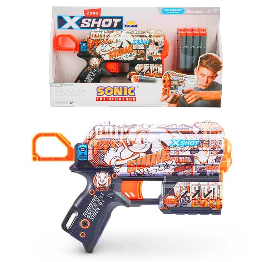 SONIK☆SK3 15#10/11 X-Shot Skins Flux Sonic The Hedgehog Sünger Atan Silah 21 cm