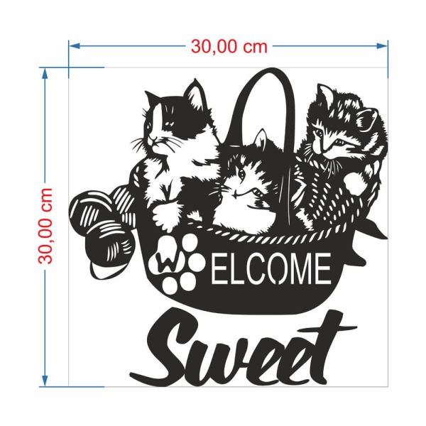 MDF Tablo Dekoratif 3 Yavru Kedi MDF-28 30x30 cm - 9mm