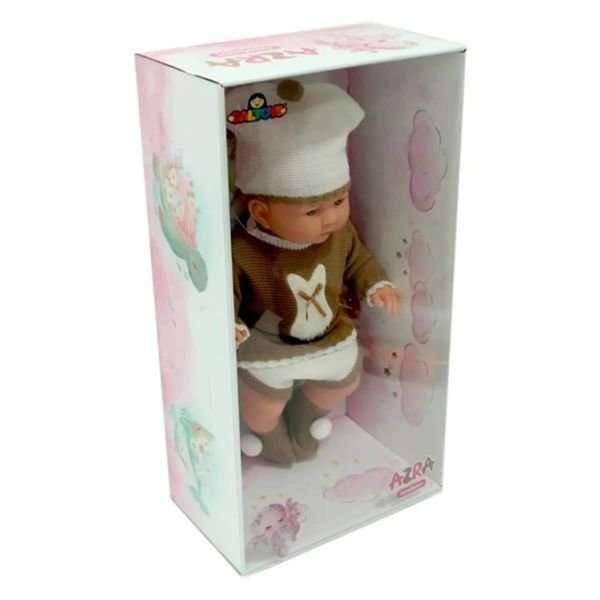 Azra Bebek Bej ve Kahve Rengi Triko Kıyafetli 40 cm Et Bebek GLT1128