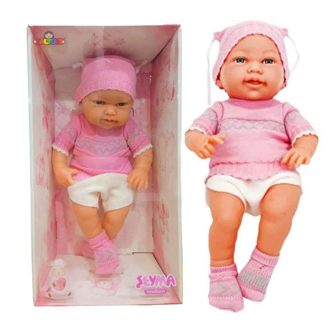 Şeyma Bebek Gülkurusu renk Triko Kıyafetli 40 cm Oyuncak Bebek GLT1102