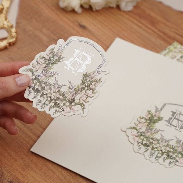 Düğün Davetiyesi Er-505127e | Bahçe Dekorlu Karton Mühürlü Çiçek Desenli Davetiye