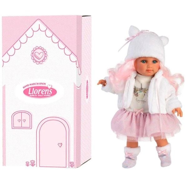 Llorens Lalka Elena 35 cm Pembe Saçlı Oyuncak Bebek MG-53537