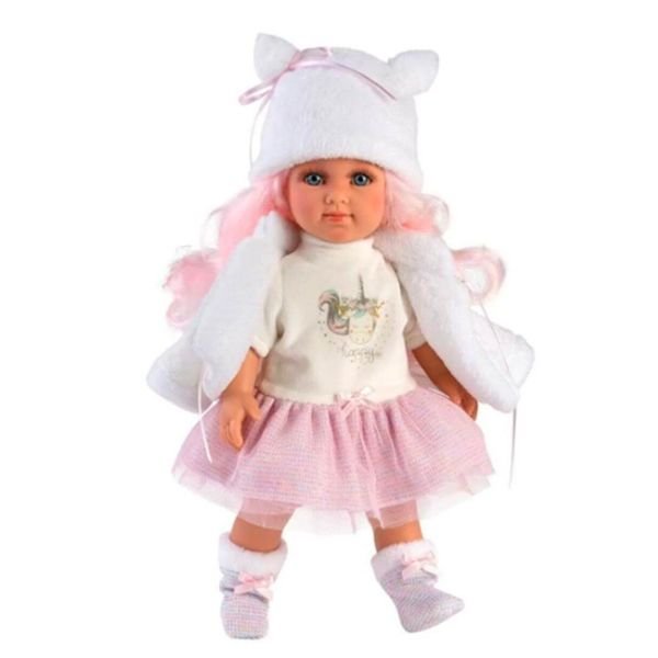 Llorens Lalka Elena 35 cm Pembe Saçlı Oyuncak Bebek MG-53537