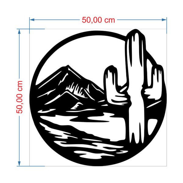 MDF Tablo Dekoratif Dağ ve Kaktüs MDF-34 50x50 cm - 3mm