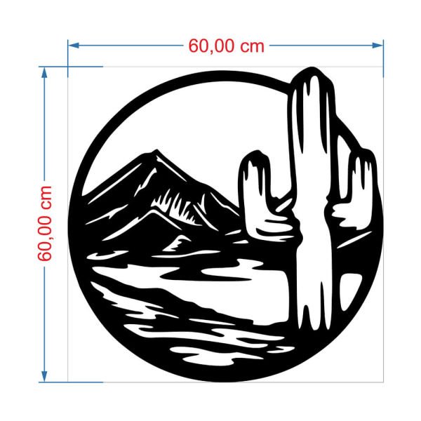 MDF Tablo Dekoratif Dağ ve Kaktüs MDF-34 60x60 cm - 3mm