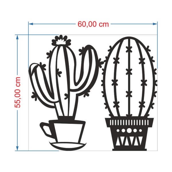 MDF Tablo Dekoratif 2 Kaktüs MDF-4 55x60 cm - 9mm