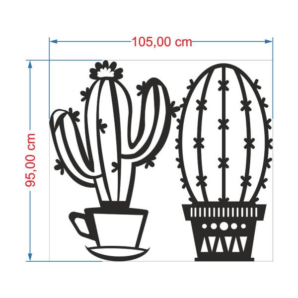 MDF Tablo Dekoratif 2 Kaktüs MDF-4 95x105 cm - 3mm