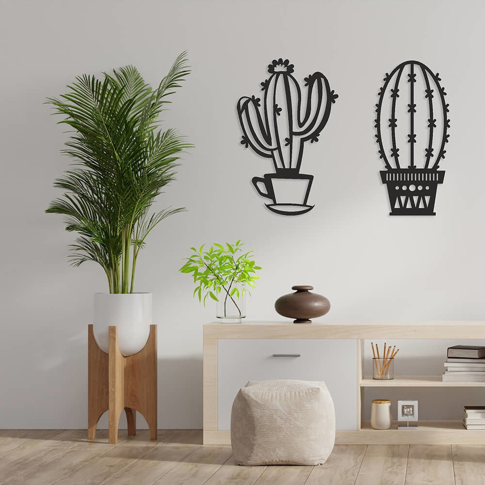 MDF Tablo Dekoratif 2 Kaktüs MDF-4 95x105 cm - 9mm