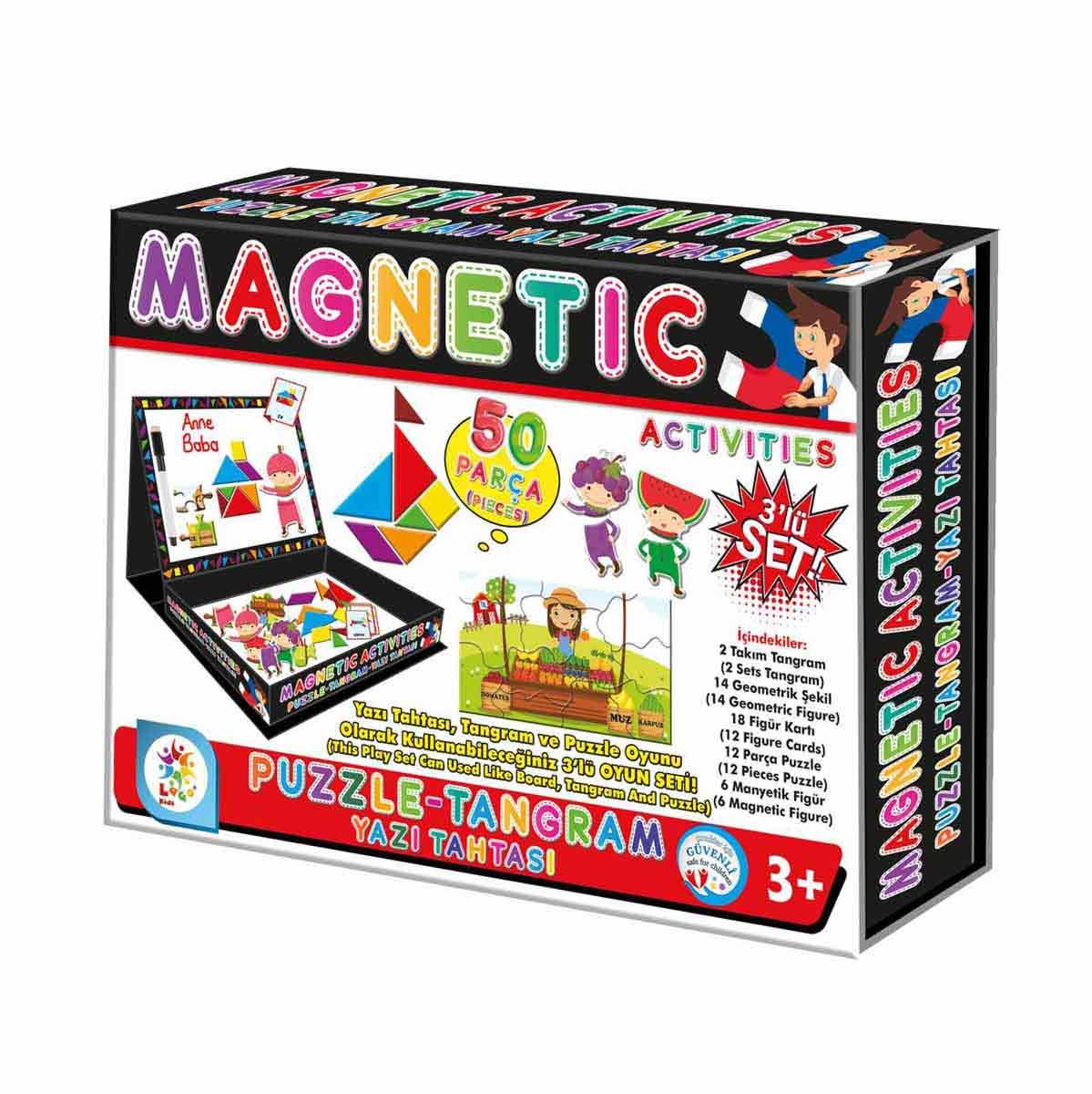 Manyetik Puzzle Tangram Yazı Tahtası 50 Parça 3'lü Oyun Seti LC7163