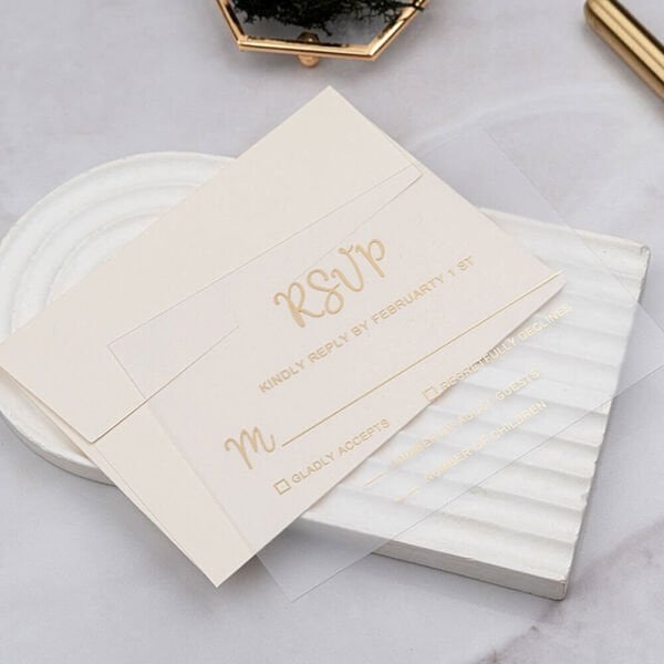 Kına Davetiyesi Er-50R-53a Somon Zarflı Şeffaf Mini Davet Kartlı Zarif Davetiye