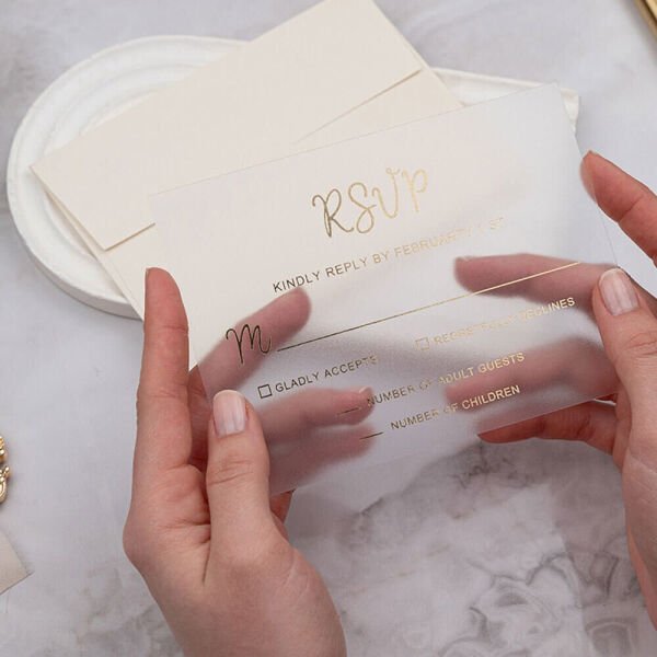 Kına Davetiyesi Er-50R-53c Somon Zarflı Şeffaf Mini Davet Kartlı Zarif Davetiye