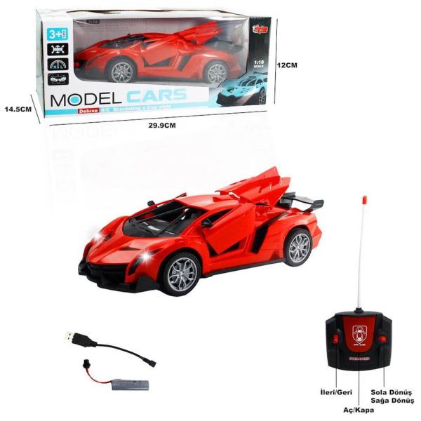 Uzaktan Kumandalı Şarjlı Işıklı Kapı Ve Bagajı Açılan Spor Araba VR-789-104C