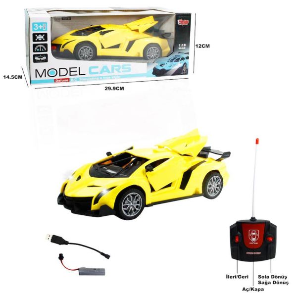 Uzaktan Kumandalı Şarjlı Işıklı Kapı Ve Bagajı Açılan Spor Araba VR-789-104C