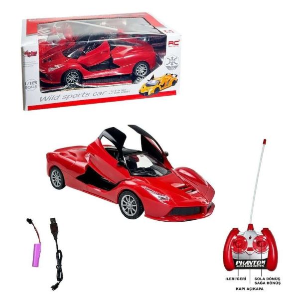 Uzaktan Kumandalı Şarjlı Işıklı Wild Sport Kapıları Açılan Araba VR-1383-11A Kırmızı
