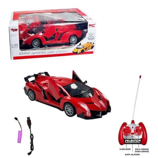 Uzaktan Kumandalı Şarjlı Işıklı Wild Sport Kapıları Açılan Araba VR-1383-9A Kırmızı