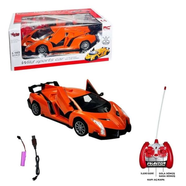 Uzaktan Kumandalı Şarjlı Işıklı Wild Sport Kapıları Açılan Araba VR-1383-9A Turuncu