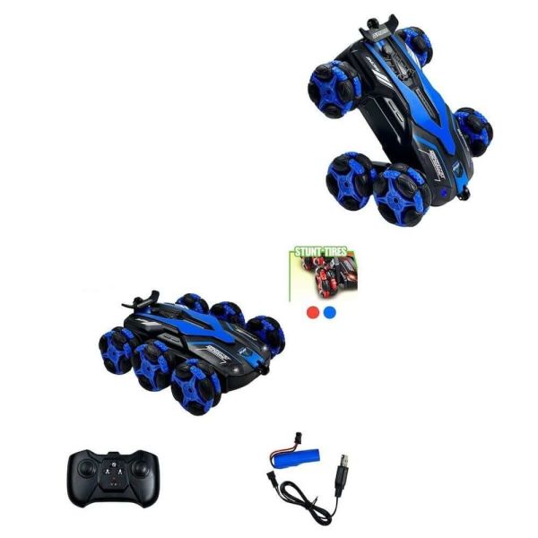 Uzaktan Kumandalı Şarjlı Işıklı 6 Teker Akrobat Araba RQ3021 Mavi