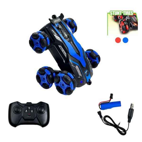 Uzaktan Kumandalı Şarjlı Işıklı 6 Teker Akrobat Araba RQ3021 Mavi