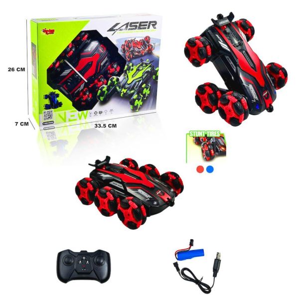 Uzaktan Kumandalı Şarjlı Işıklı 6 Teker Akrobat Araba RQ3021 Kırmızı