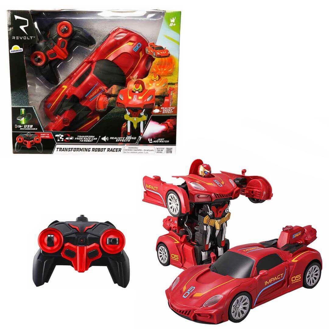 Uzaktan Kumandalı Transforming Robot Racer Sesli ve Işıklı Araba Snm-1013 Kırmızı
