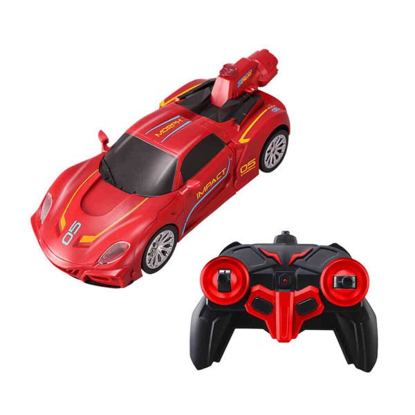 Uzaktan Kumandalı Transforming Robot Racer Sesli ve Işıklı Araba Snm-1013 Kırmızı