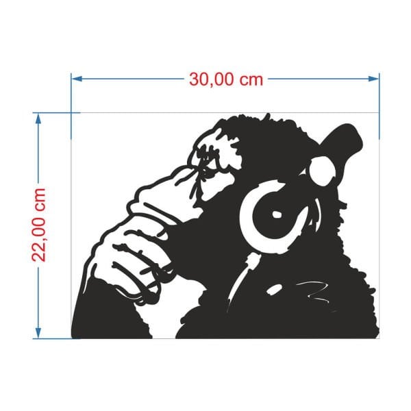 MDF Tablo Dekoratif Kulaklıklı Goril MDF-40 30x22 cm - 3mm