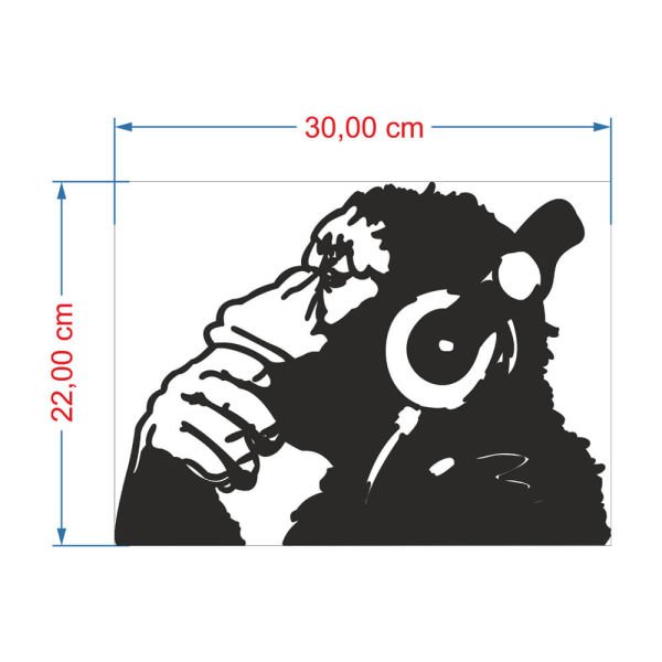 MDF Tablo Dekoratif Kulaklıklı Goril MDF-40 30x22 cm - 9mm