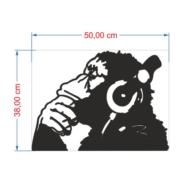 MDF Tablo Dekoratif Kulaklıklı Goril MDF-40 50x38 cm - 3mm