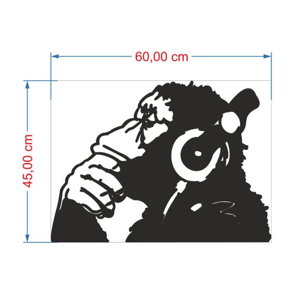 MDF Tablo Dekoratif Kulaklıklı Goril MDF-40 60x45 cm - 3mm