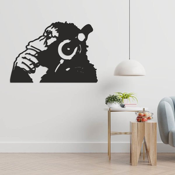 MDF Tablo Dekoratif Kulaklıklı Goril MDF-40 82x60 cm - 3mm