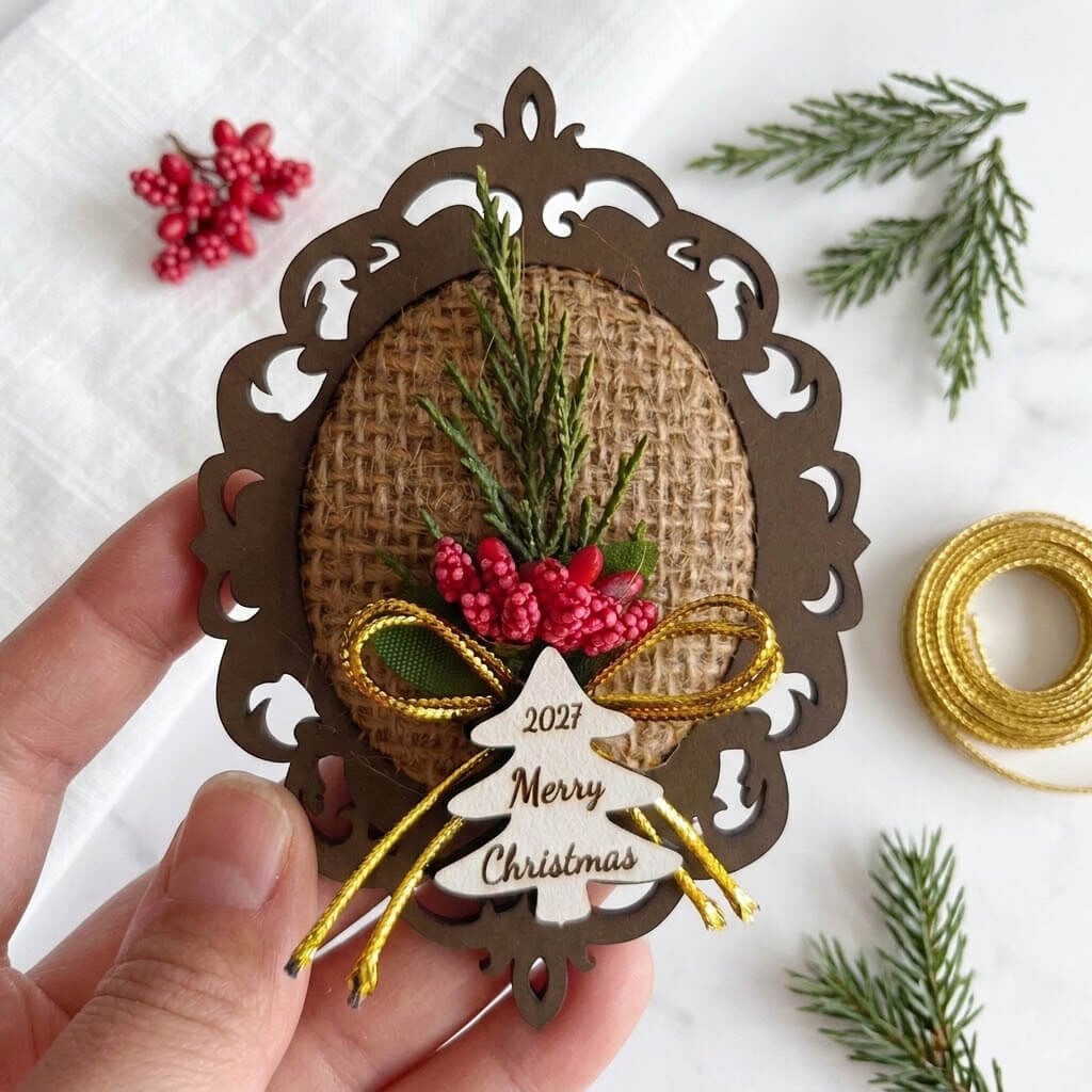 Yılbaşı Ağacı Süsü ve Hediyelik Magneti Ahşap İğnelik YLB-7025 Merry Christmas