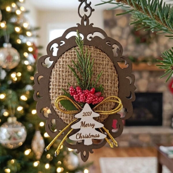 Yılbaşı Ağacı Süsü ve Hediyelik Magneti Ahşap İğnelik YLB-7025 Merry Christmas