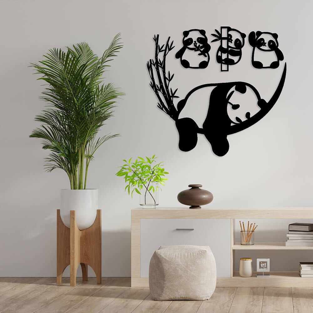 MDF Tablo Uyuyan Panda ve Yavruları MDF-44