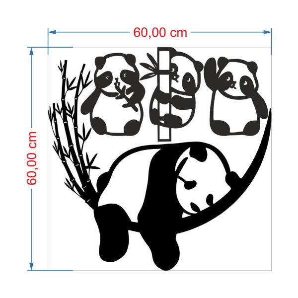 MDF Tablo Uyuyan Panda ve Yavruları MDF-44 60x60 cm - 3mm