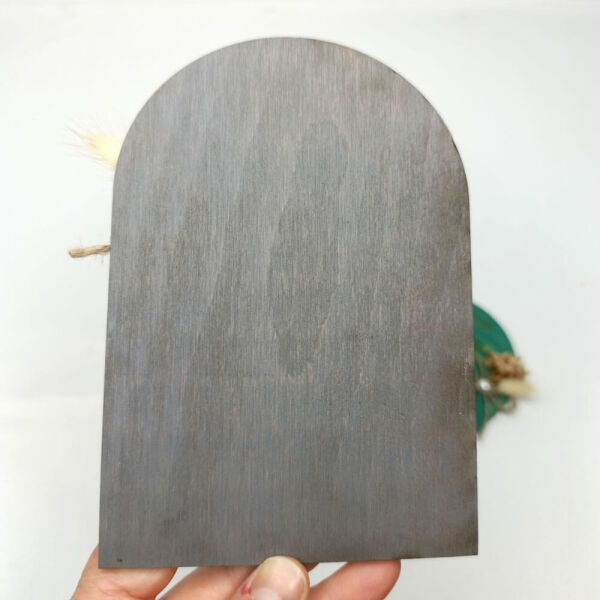 Düğün Davetiyesi Üstten Oval Kesim Cipso Çiçekli Ahşap Davetiye AHD-202608 11x16 cm - Gri