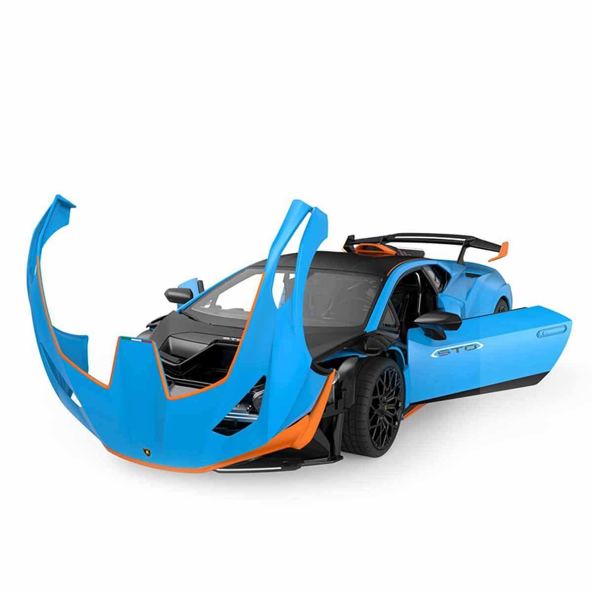 Lamborghini Huracan STO Açılır Kapılı 33 cm Uzaktan Kumandalı Araba RST-98700 Mavi