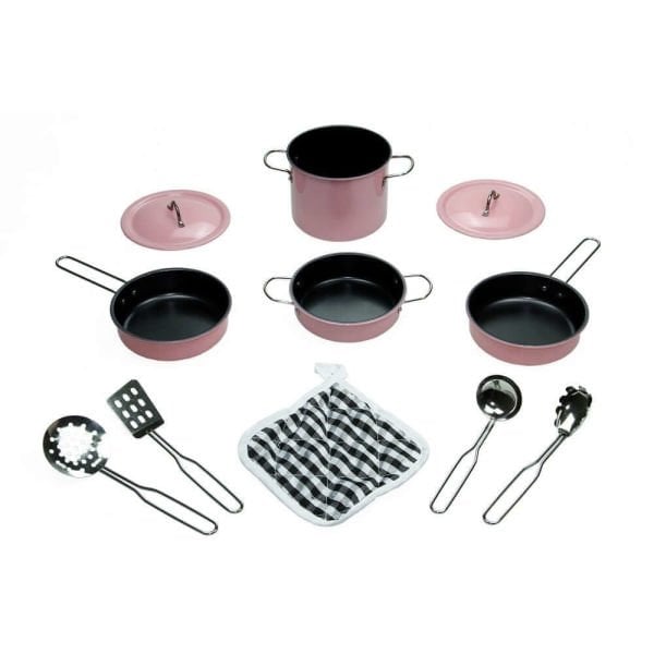 Oyuncak 11 Parça Pembe Renk Emaye Yapışmaz Tencere Seti VR-CH20315