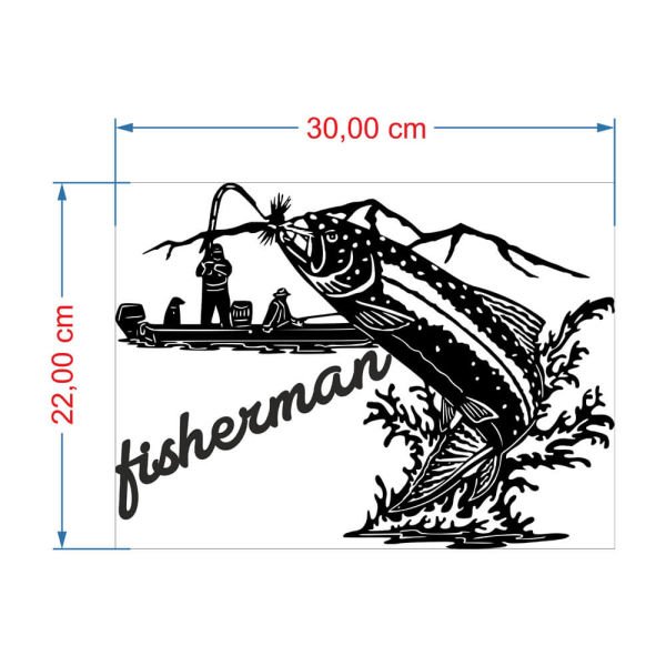 MDF Tablo Dekoratif Büyük Balık ve Fisherman MDF-48 30x22 cm - 3mm