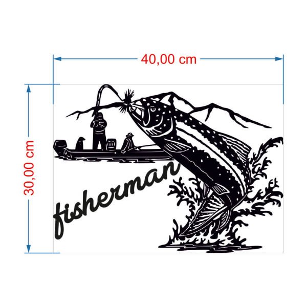 MDF Tablo Dekoratif Büyük Balık ve Fisherman MDF-48 40x30 cm - 9mm