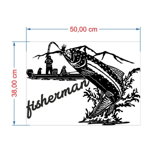 MDF Tablo Dekoratif Büyük Balık ve Fisherman MDF-48 50x38 cm - 3mm